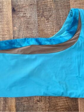 Nomads Turquoise/Mesh One-Shoulder Bikini Top